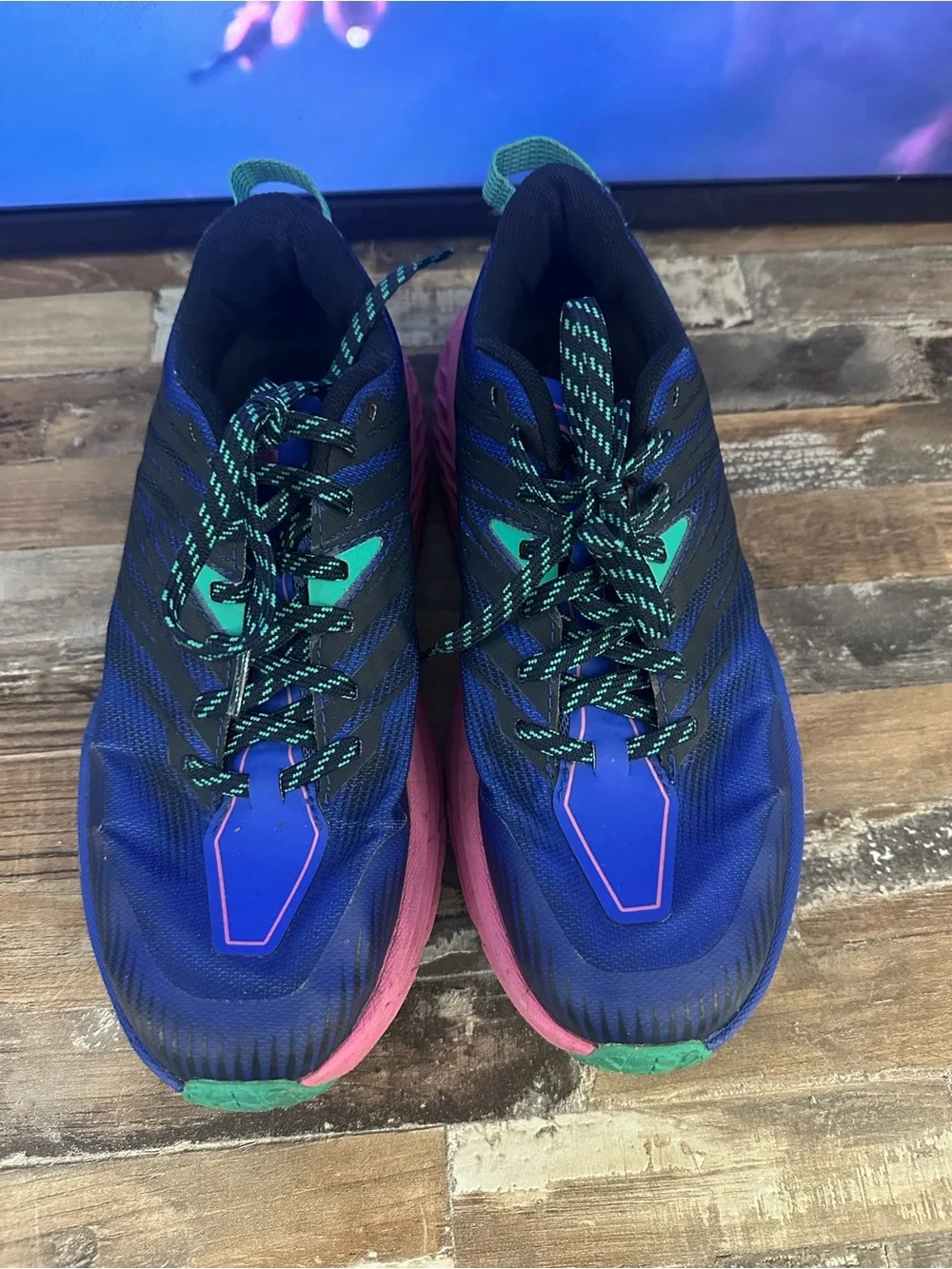 Hoka Royal Blue and Black Running Shoe Tongue with Size Label